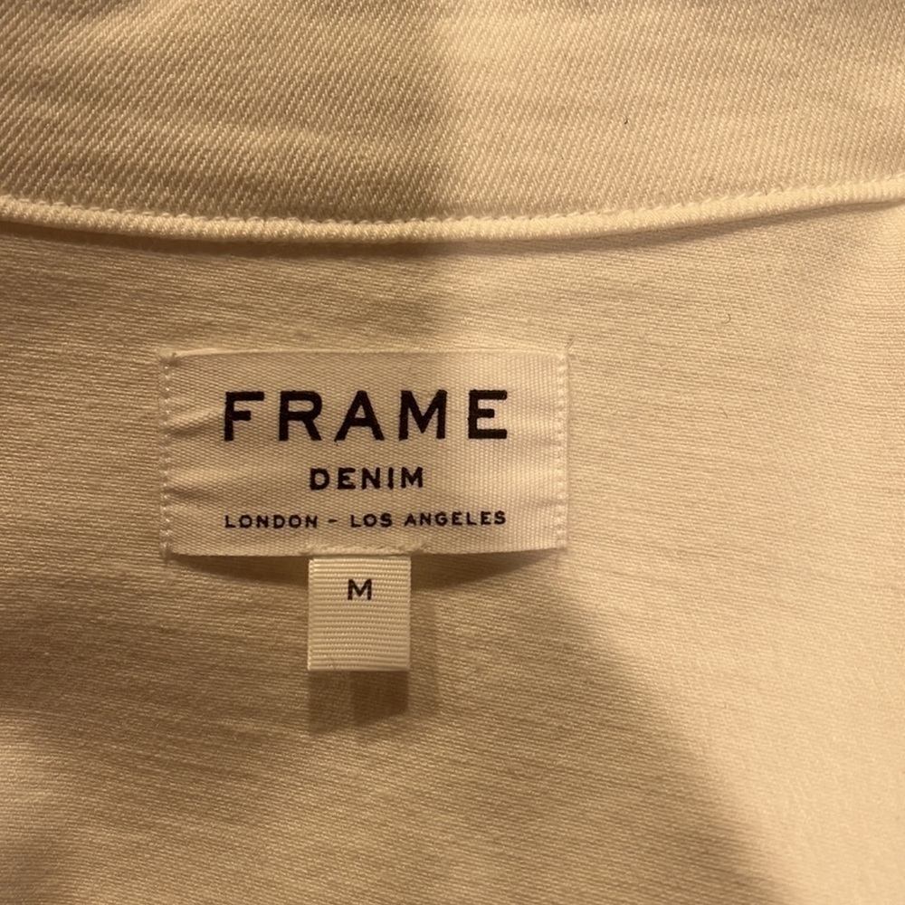 Frame Denim White Military Style Cropped Jacket Sz-M - Picture 7 of 9